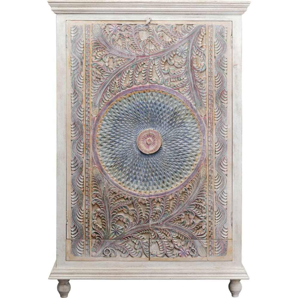 Armoire 2 portes 2 tiroirs en manguier pastel