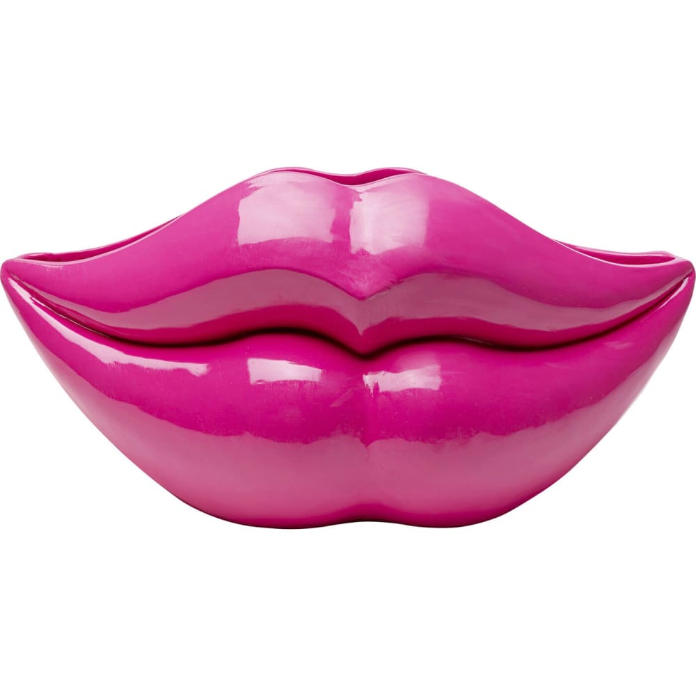Kare Design Dekovase Lippen aus Polyresin, pink, H28cm style modern Rosa Harz