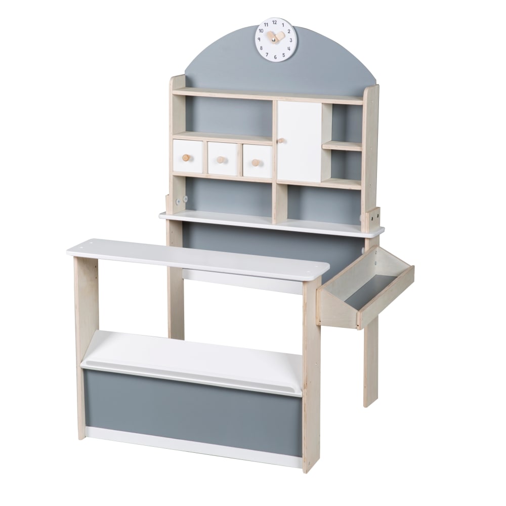 roba Kaufladen, Theke, Tafel, Seitentheke, Holz natur GRAU SPANPLATTE Kinder