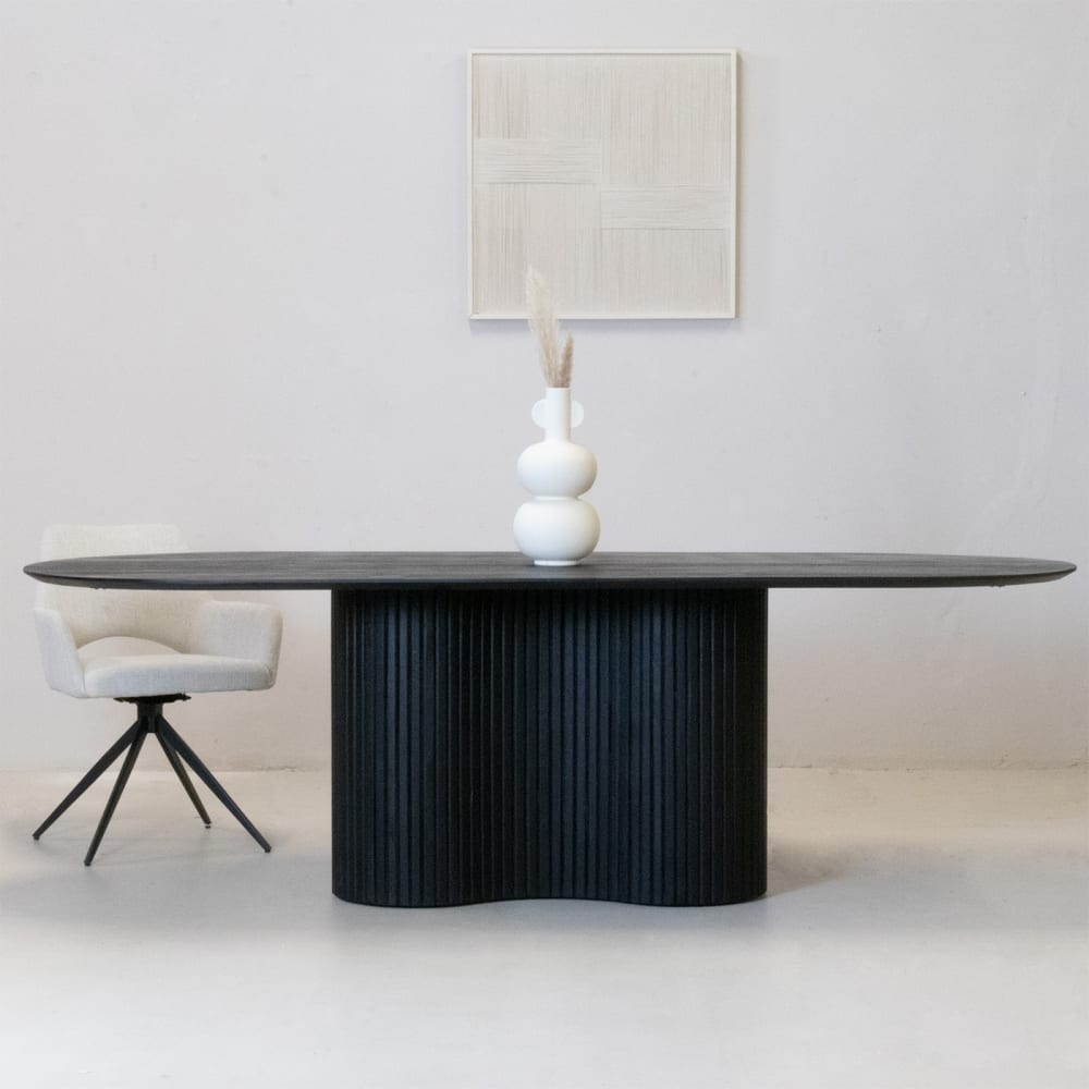 Esstisch oval aus Holz 240cm, schwarz - Maisons Du Monde