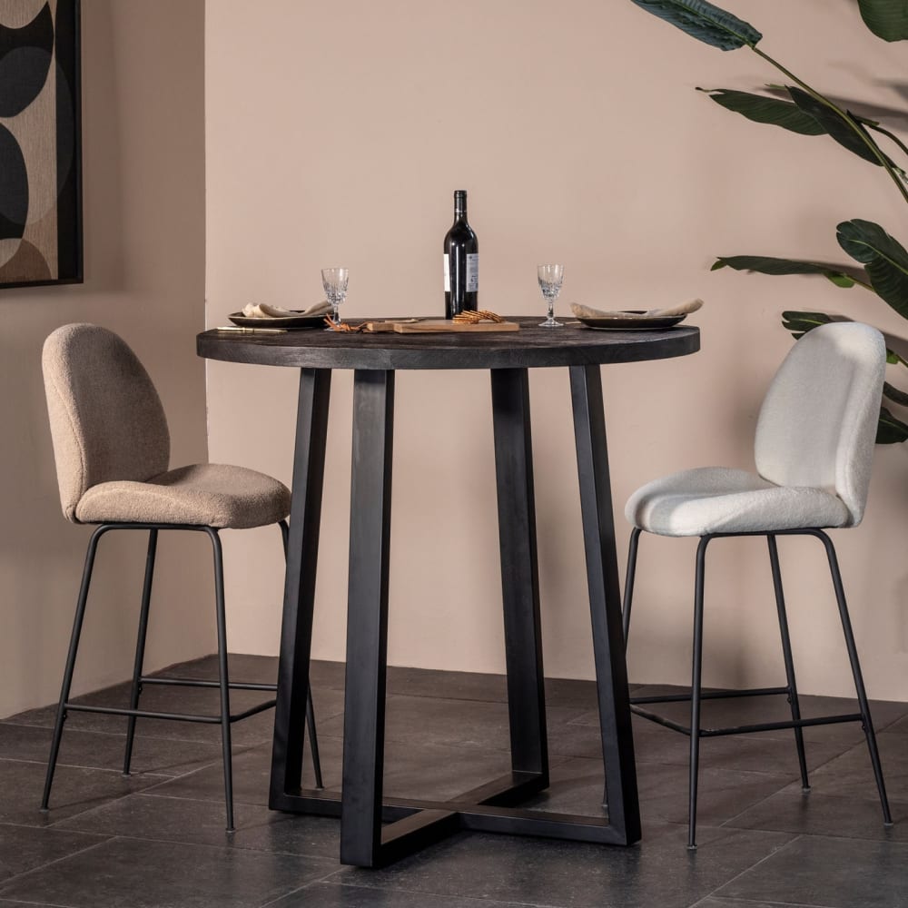 Bartisch rund aus Mangoholz 110cm, schwarz - Maisons Du Monde