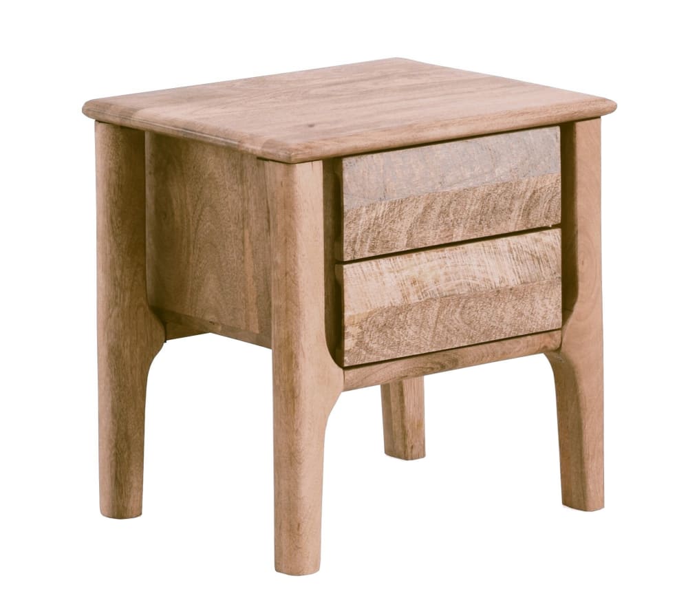Table de chevet en bois de manguier massif marron clair