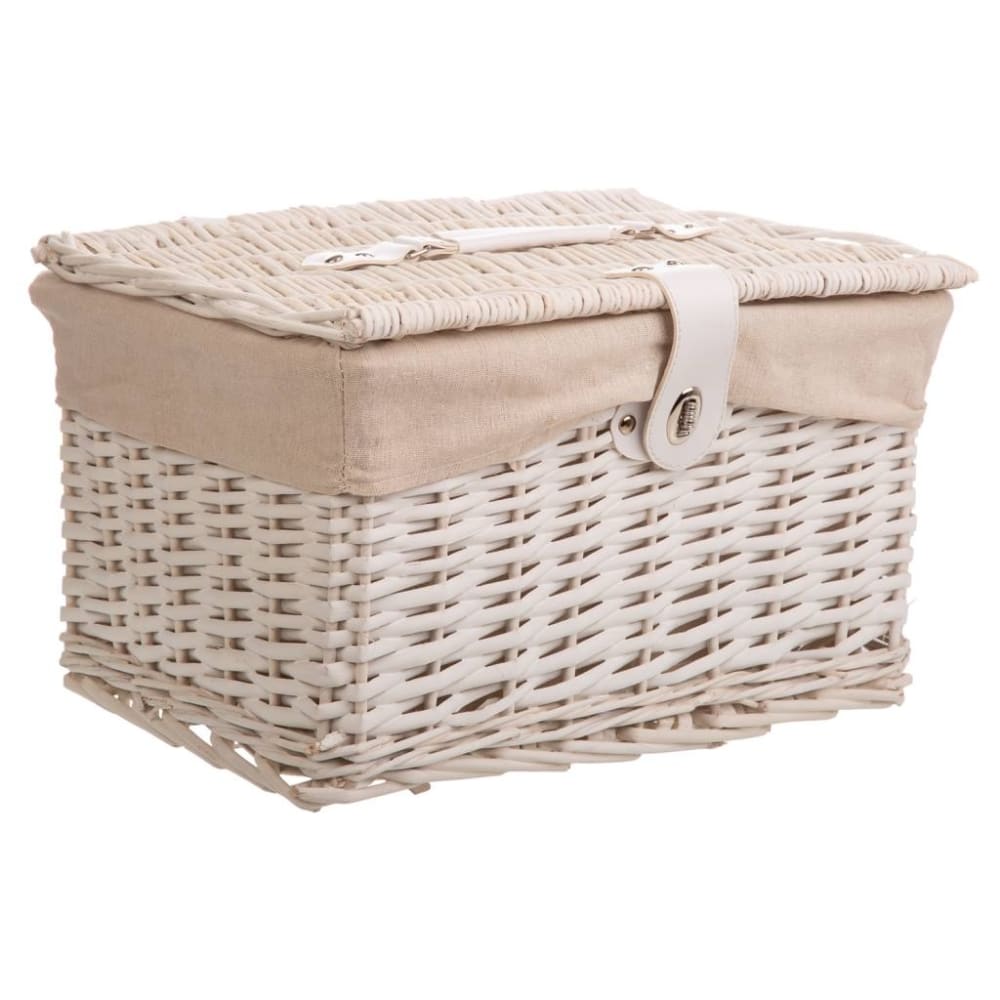 Ensemble de 3 coffres en osier blanc doublés