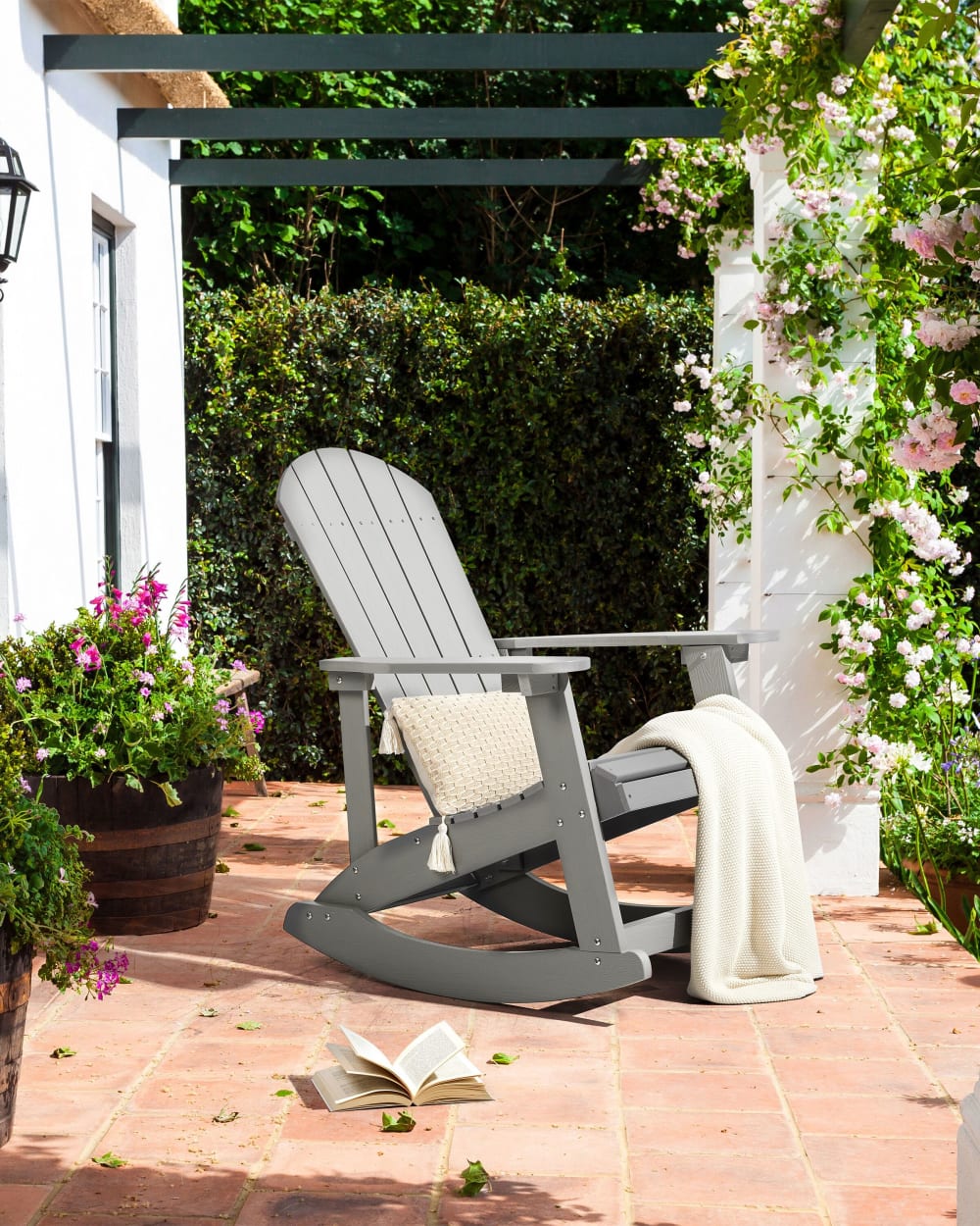 Garten-Schaukelstuhl aus Kunststoff 100 cm, grau - Maisons Du