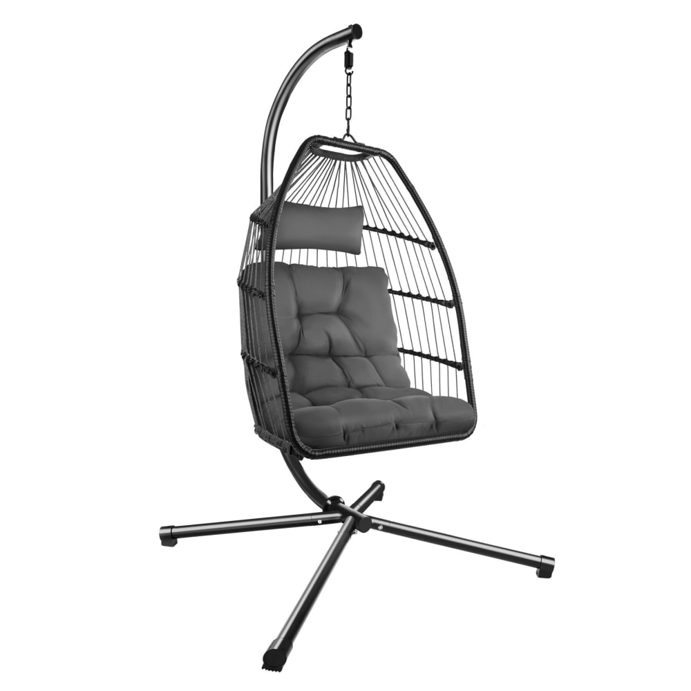 Fauteuil suspendu, pivotant, coussin, acier, gris foncé 98x107x202cm