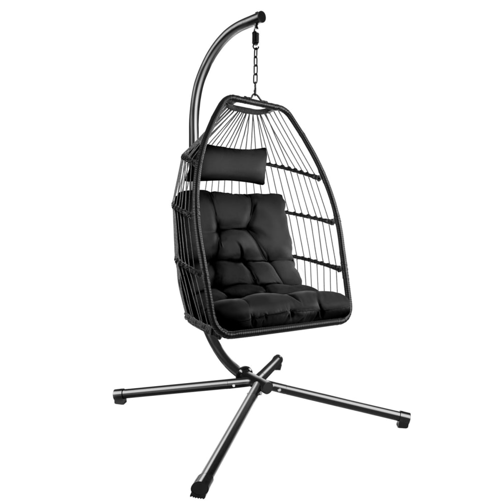 Fauteuil suspendu en acier époxy, pliable, réglable, métal, noir Fauteuil suspendu en acier époxy, pliable, réglable, métal, noir