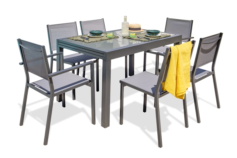 Ensemble repas 6 places - plateau verre