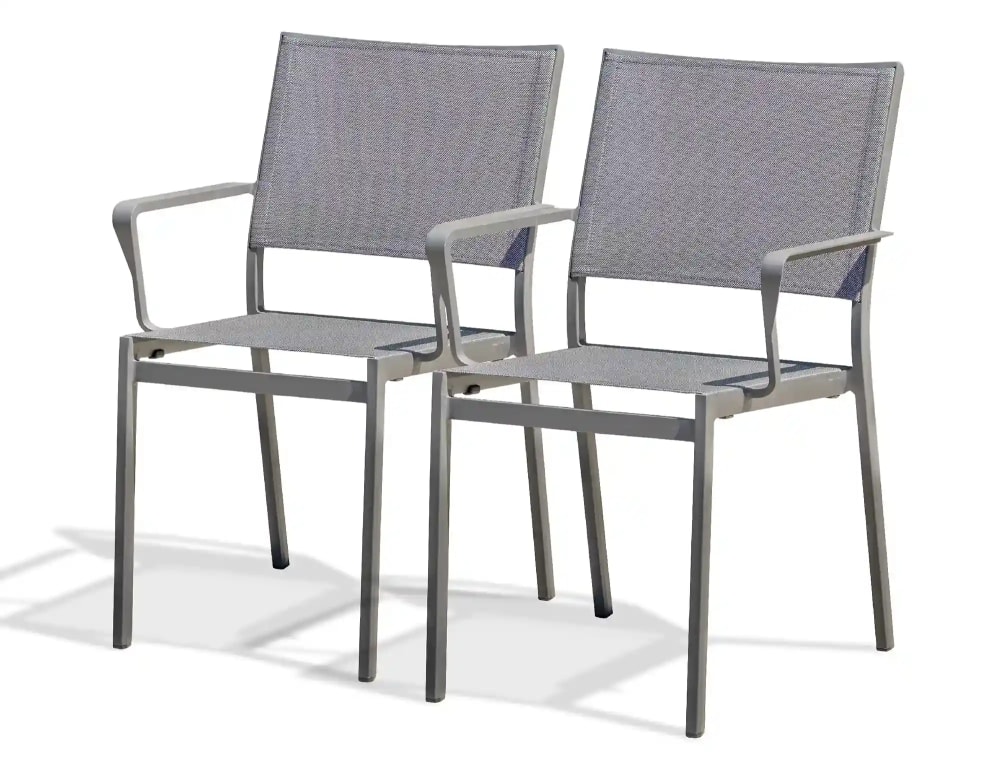 Lot de 2 fauteuils de jardin en aluminium et toile plastifiée - Maisons du Monde