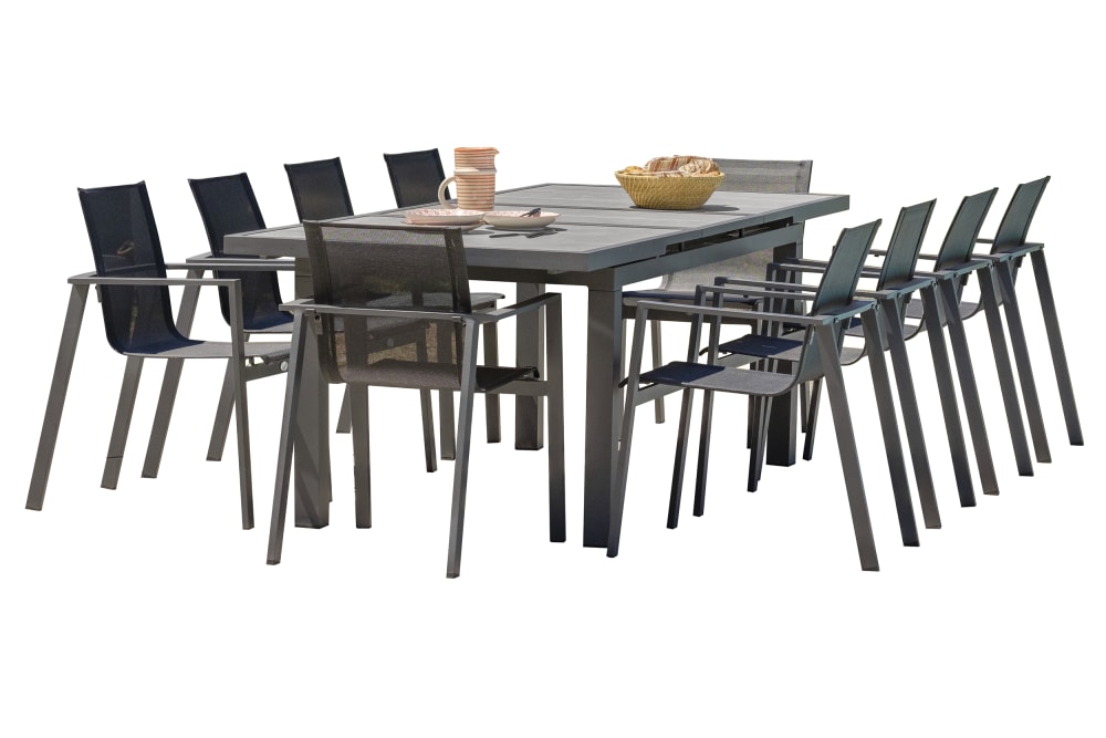 Ensemble repas de jardin 10 places en aluminium
