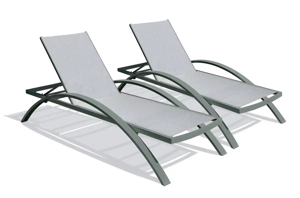 Lot de 2 bains de soleil en toile plastifiée et aluminium - Maisons du Monde