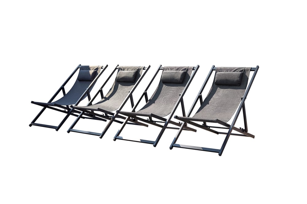 Lot de 4 transats alu gris