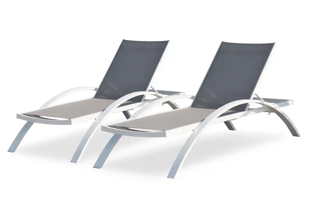 Lot de 2 bains de soleil en toile plastifiée et aluminium - Maisons du Monde