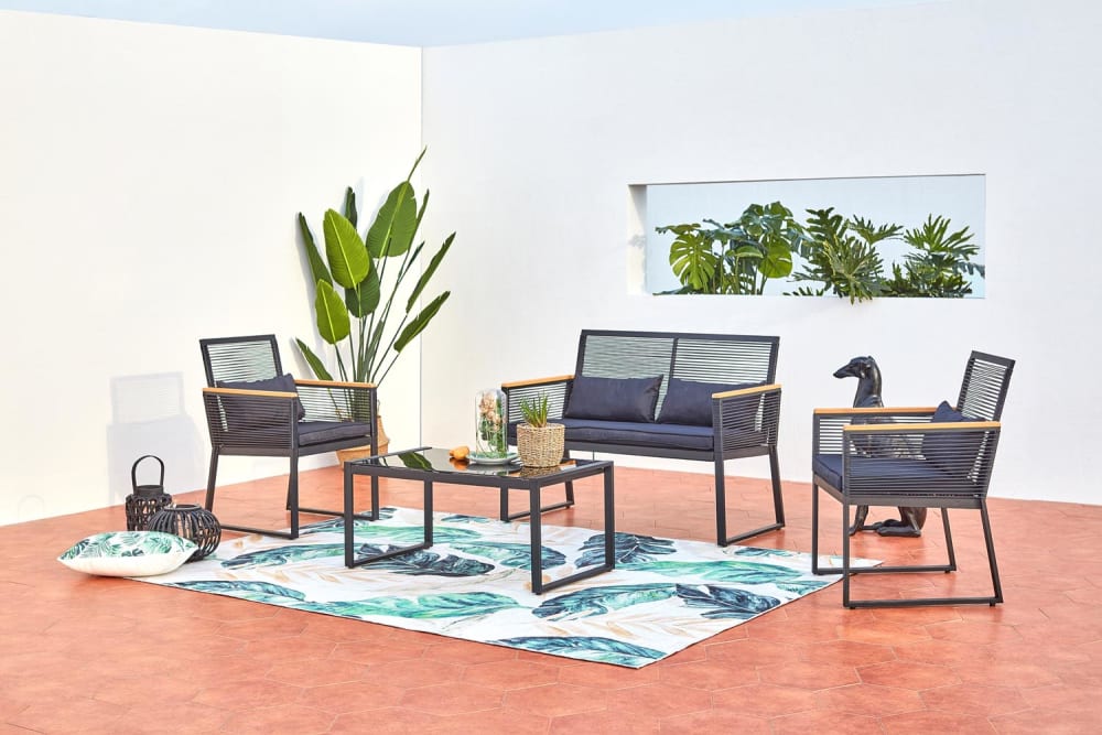 Salon jardin bas noir bois