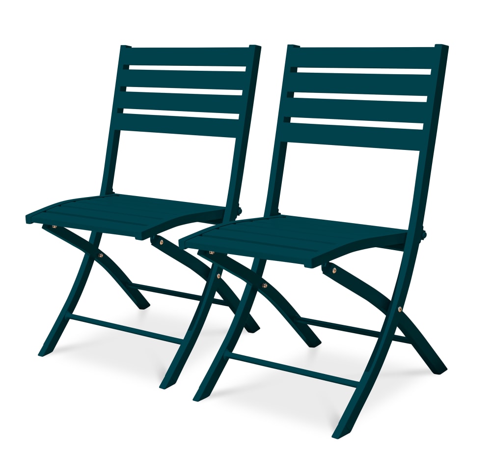 Lot de 2 chaises de jardin en aluminium bleu canard