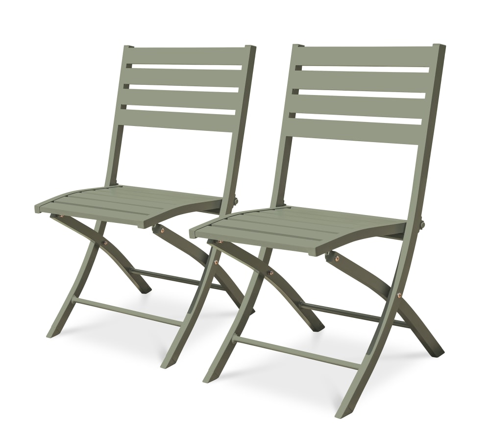 Lot de 2 chaises de jardin en aluminium vert