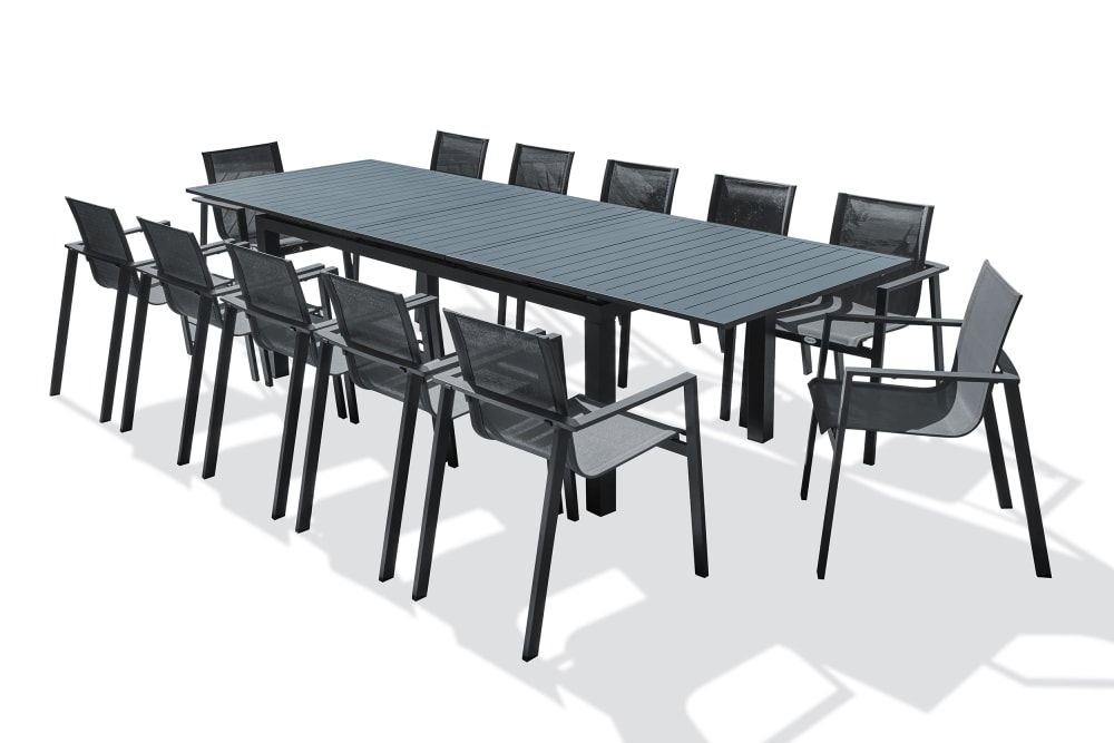 Ensemble repas de jardin 12 places en aluminium