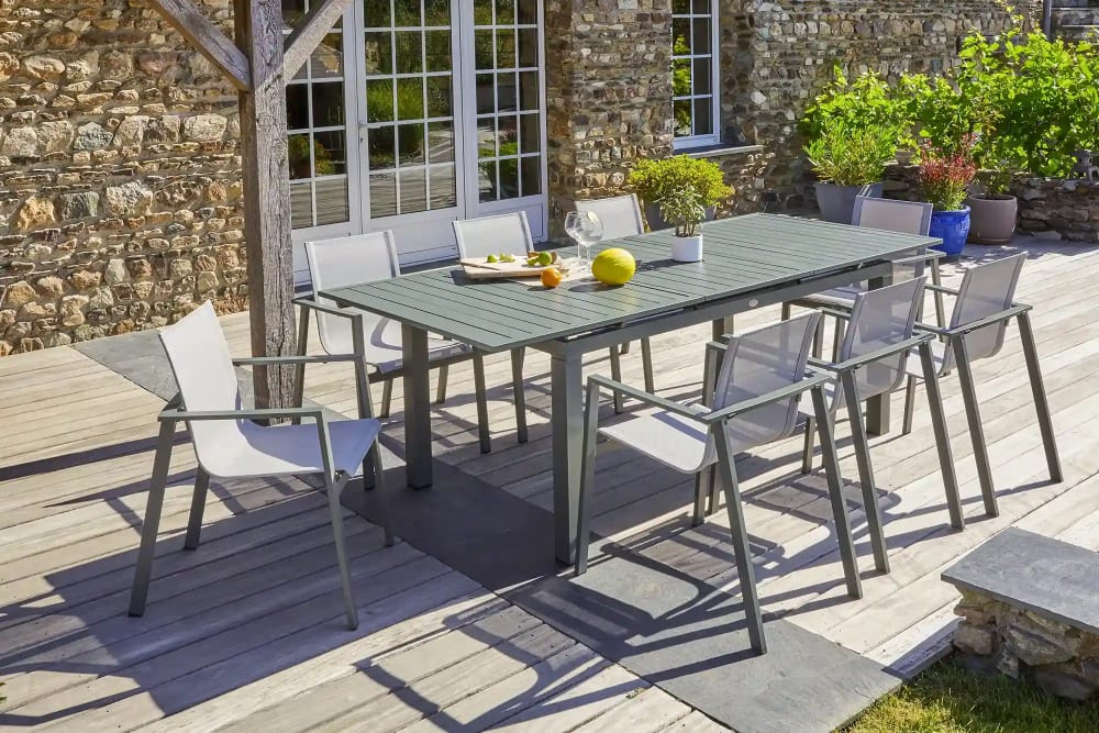 dcb garden Ensemble repas de jardin en aluminium style contemporain Vert