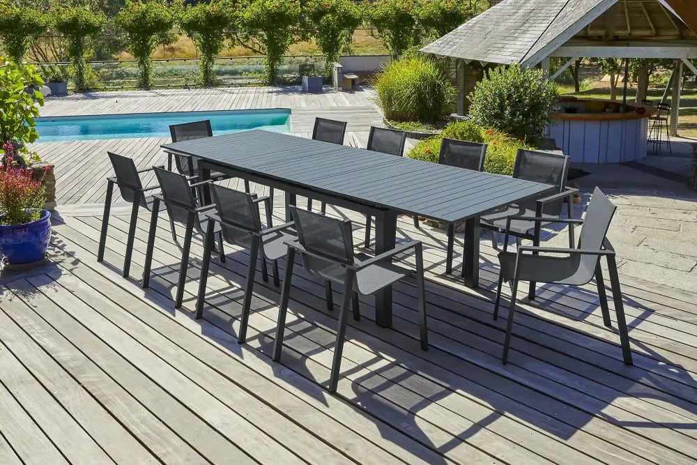 dcb garden Ensemble repas de jardin en aluminium style contemporain Noir