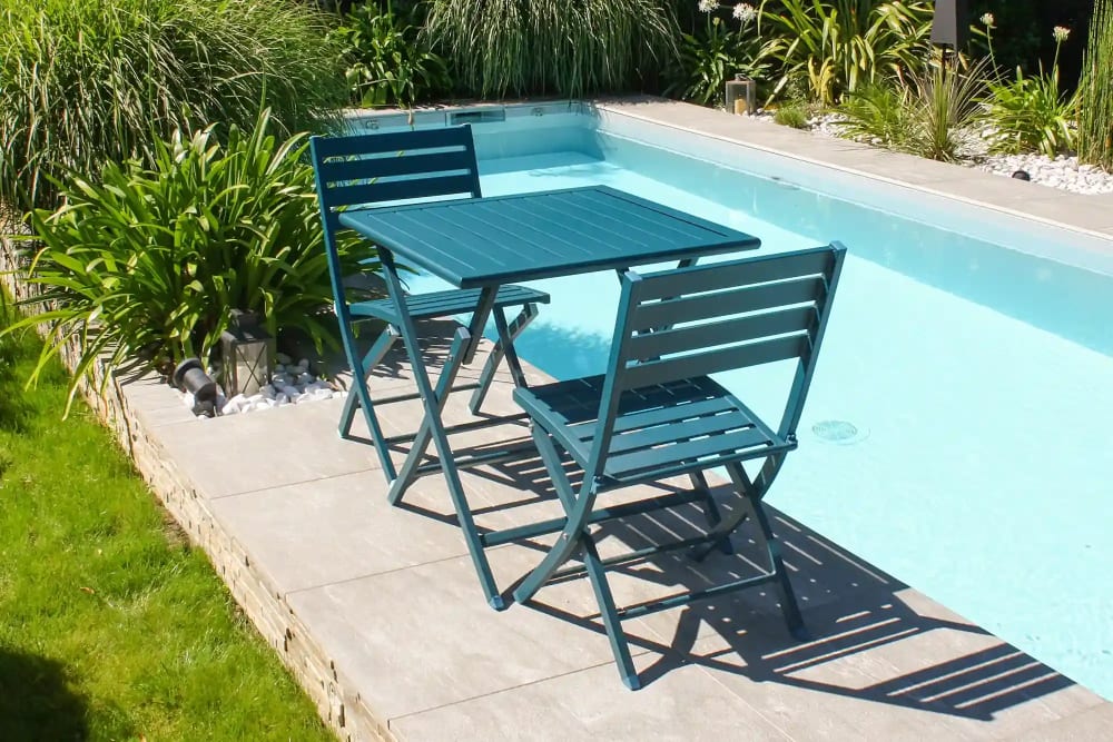 dcb garden Ensemble repas de jardin carré en aluminium style contemporain Bleu