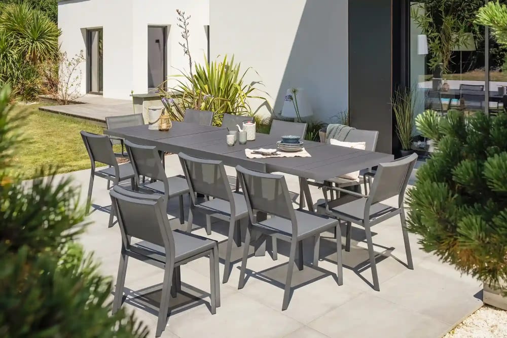 dcb garden Ensemble repas de jardin en aluminium style contemporain Noir