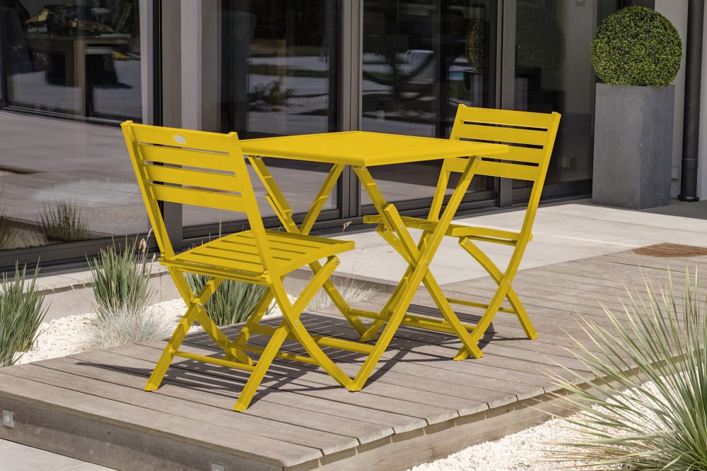 Ensemble repas de jardin carré 2 places en aluminium - Maisons du Monde