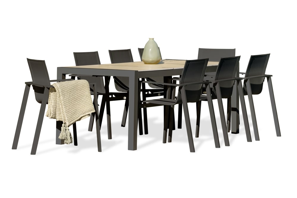 Ensemble repas de jardin 8 places avec plateau céramique