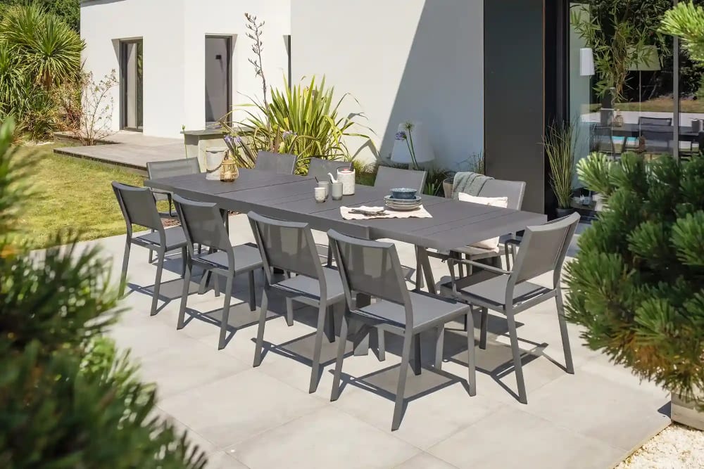 dcb garden Ensemble repas de jardin en aluminium style contemporain Noir