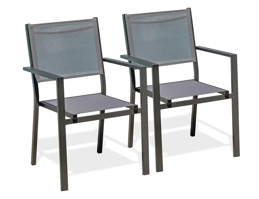Set mit 2 Gartensesseln, Aluminium/Textilene - Maisons Du Monde