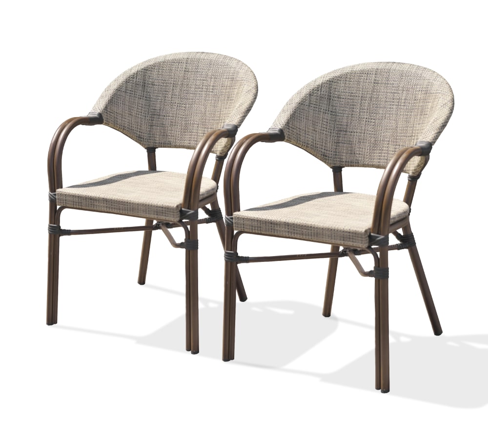 Lot de 2 fauteuils de jardin en aluminium et textilène