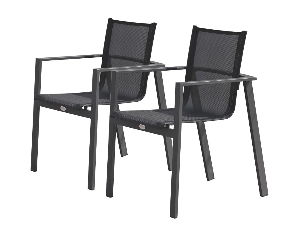 Lot de 2 fauteuils de jardin empilables en aluminium