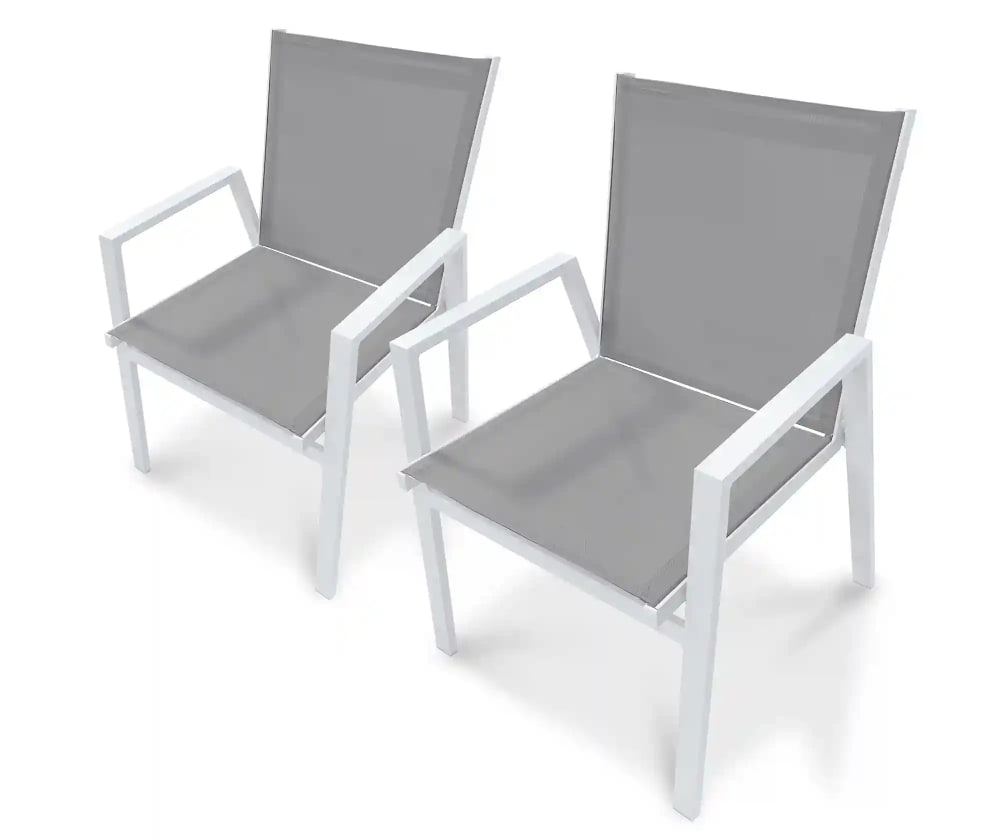Lot de 2 fauteuils de jardin empilables en aluminium - Maisons du Monde