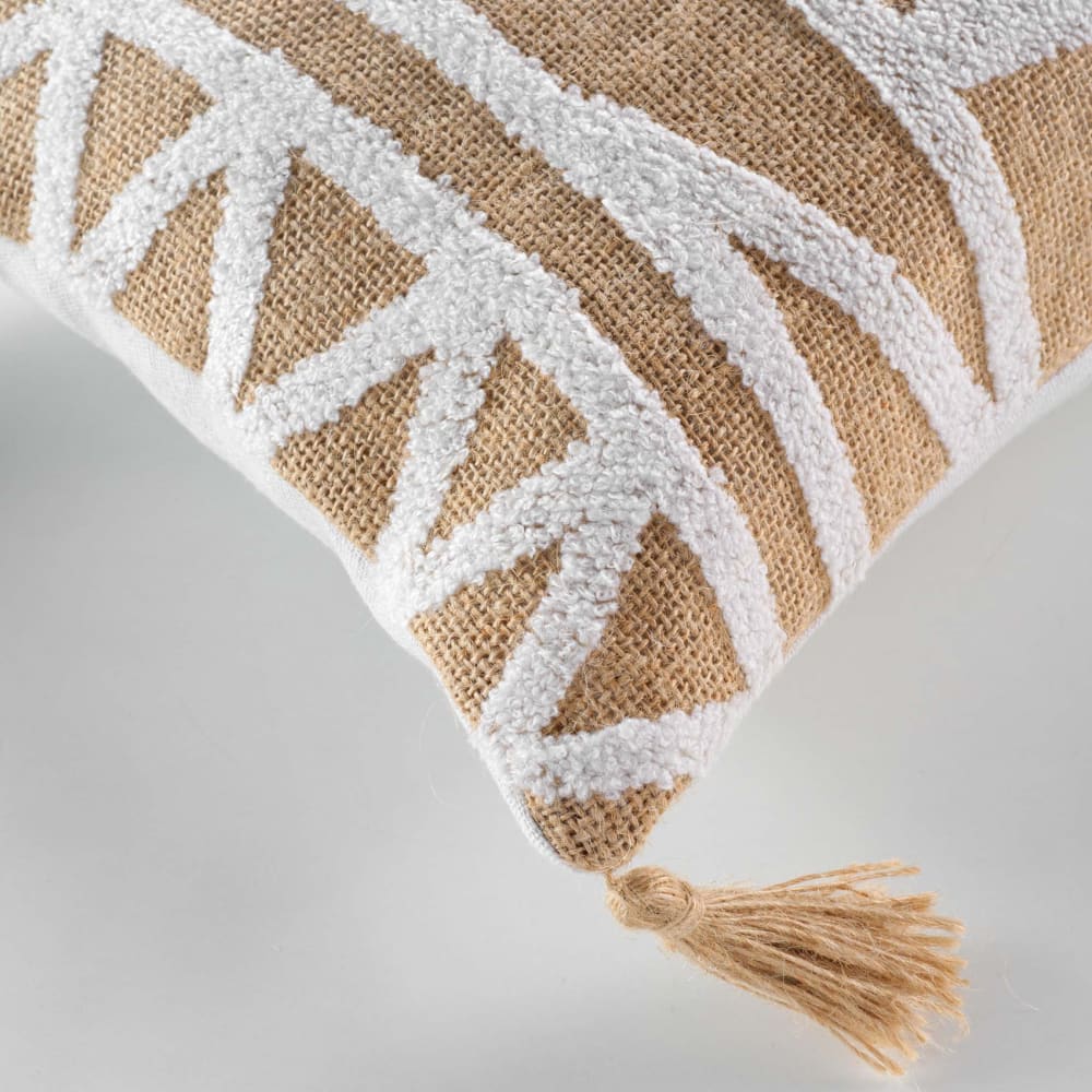 Coussin uni avec jute coton/polyester naturel 30x50 cm - Maisons du Monde