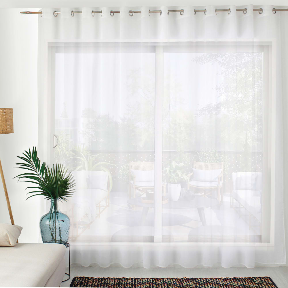 Voilage uni à oeillets grande largeur polyester blanc 420x240 cm