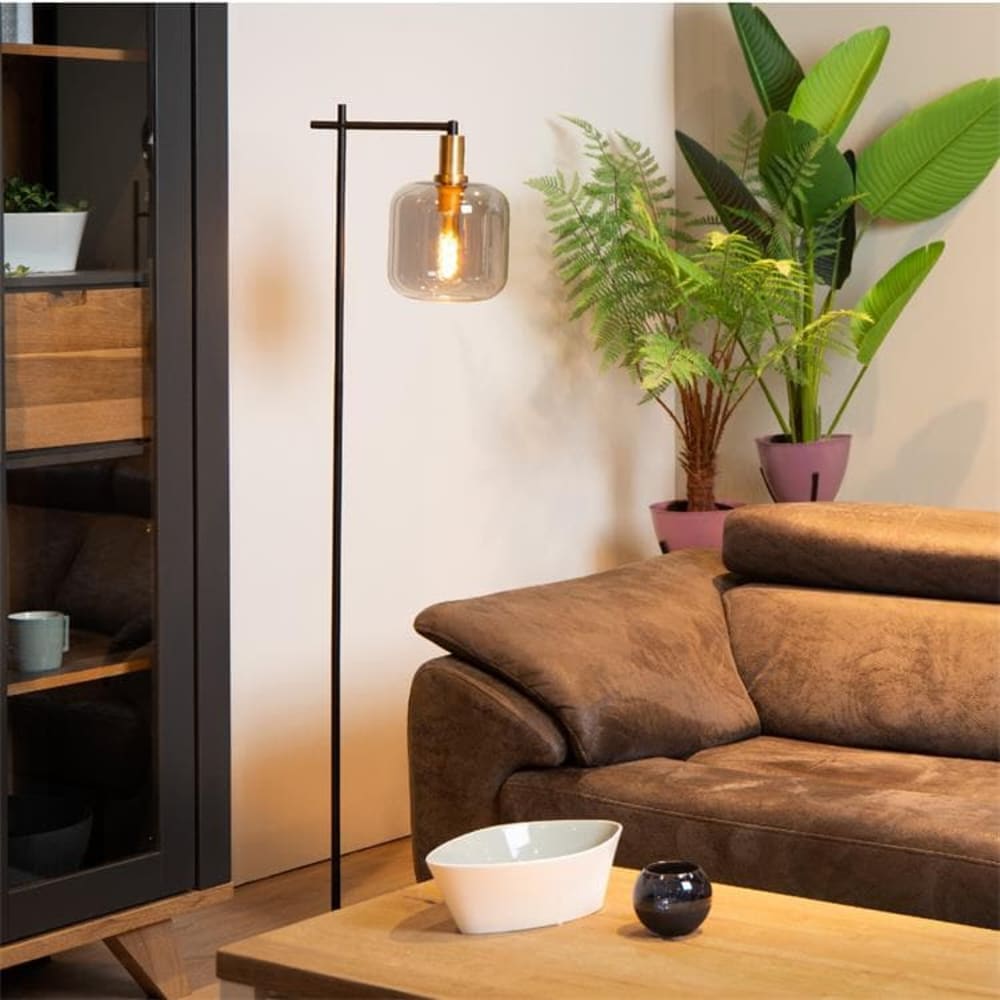 Lampadaire verre fumé h150cm gris - Maisons du Monde