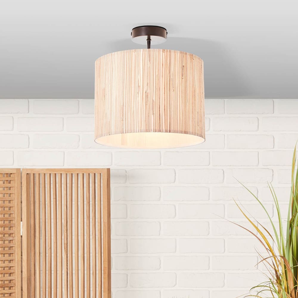 Plafonnier métal jonc de mer l30cm beige — vue 3