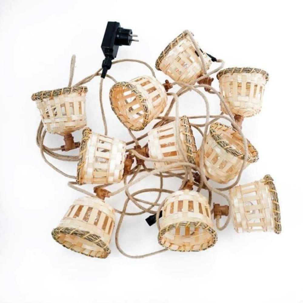 Guirlande lumineuse d'extérieur bambou rotin jute 10 lumières beige - Maisons du Monde