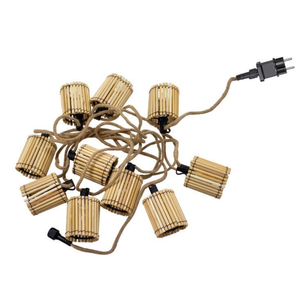 Guirlande lumineuse d'extérieur câble en jute l8m marron