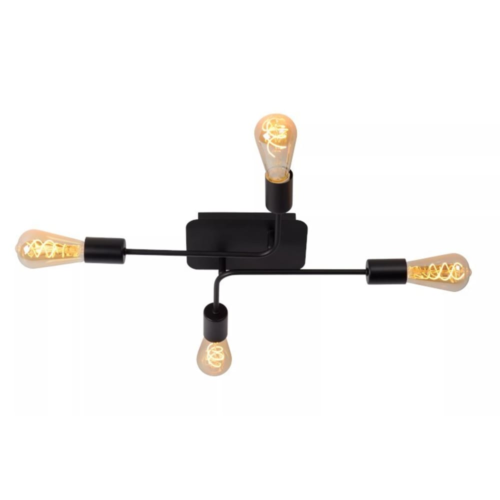 Lucide Plafonnier métal 4xE27 noir style contemporain