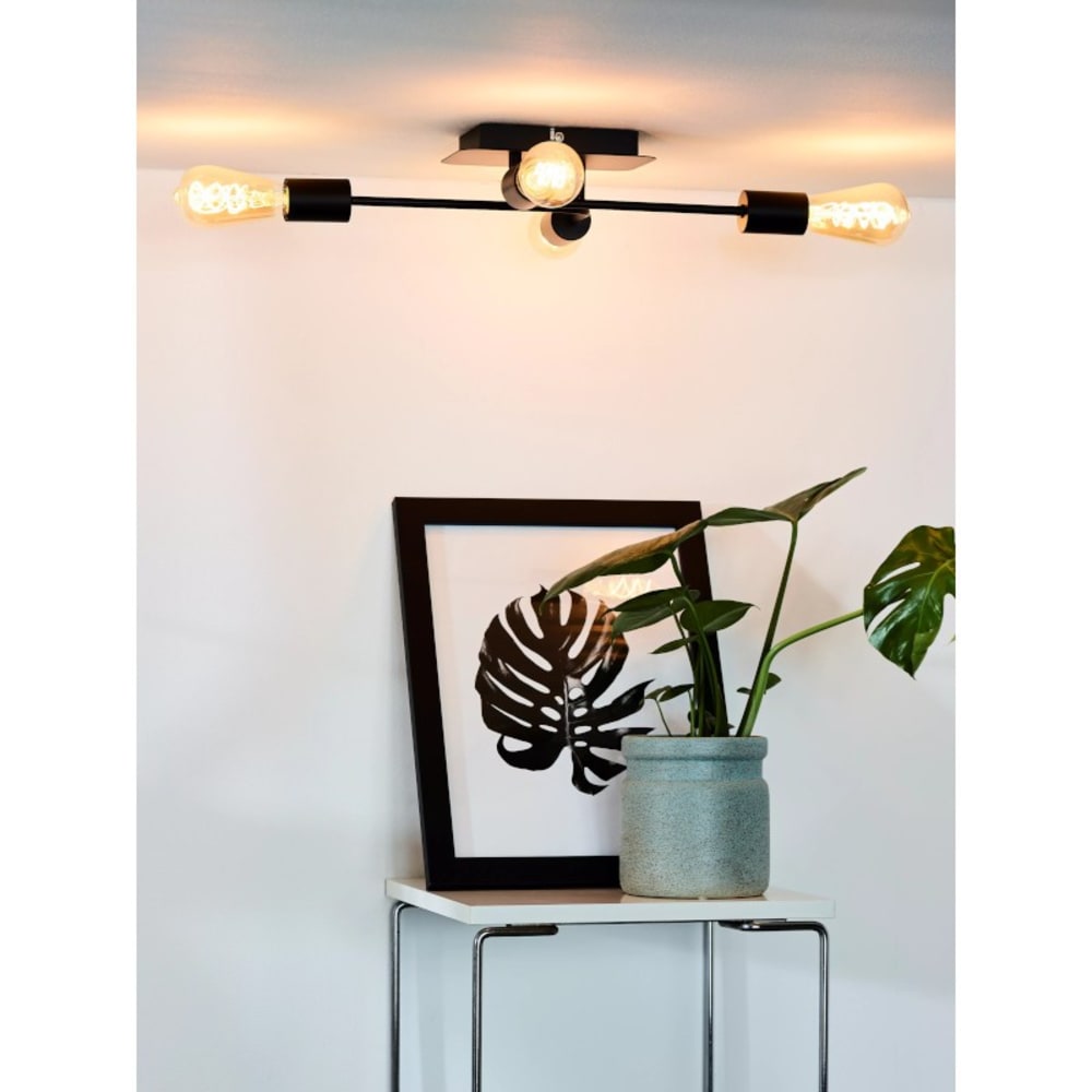 Plafonnier métal  4xE27 noir - Maisons du Monde