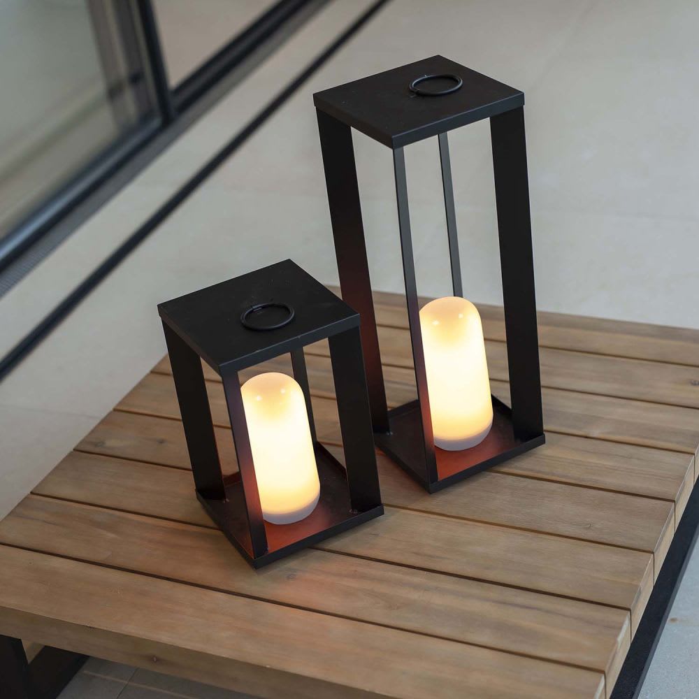 Lanterne de jardin en métal sur batterie siroco 30 cm - Maisons du Monde