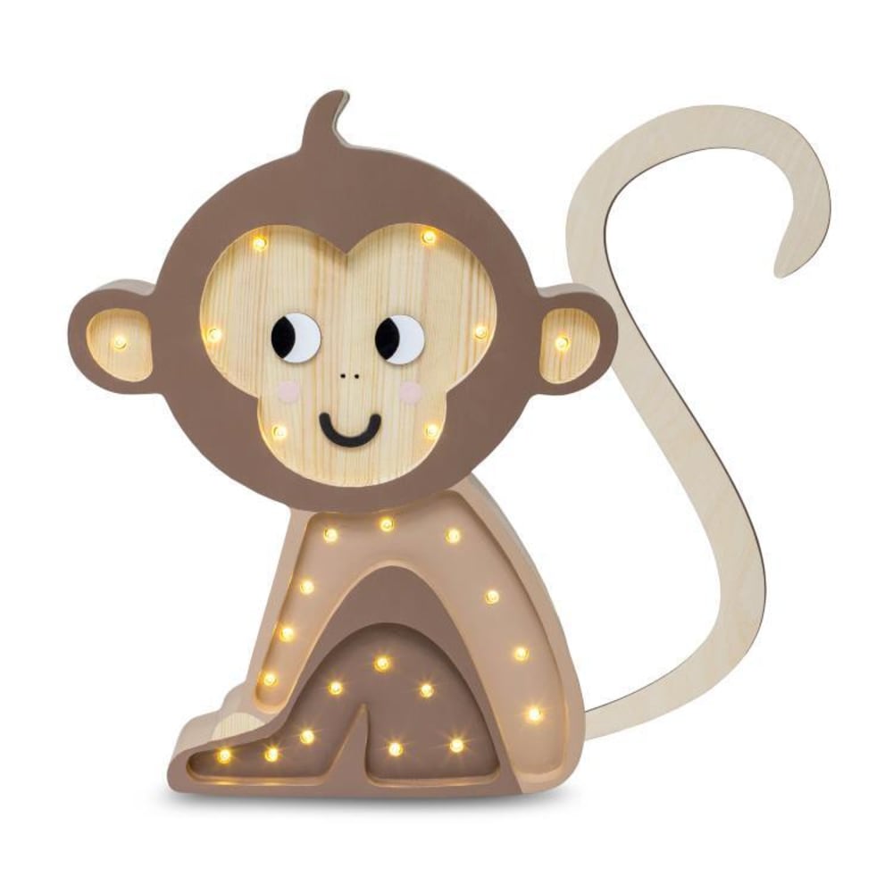 Little Lights Lampe à poser led singe h34cm marron Marron Bois - 25x34x6cm