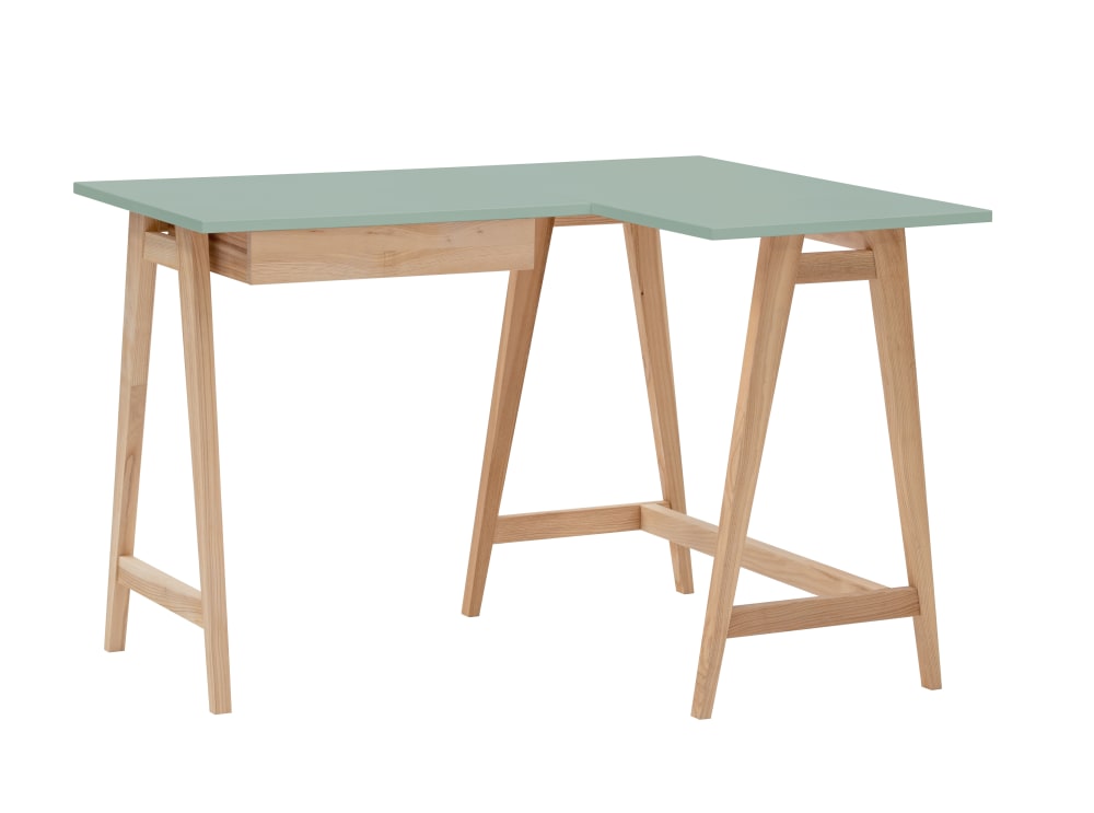 Ragaba L-förmiger Schreibtisch, 135x85x75, Salbeigrün style modern - Holz