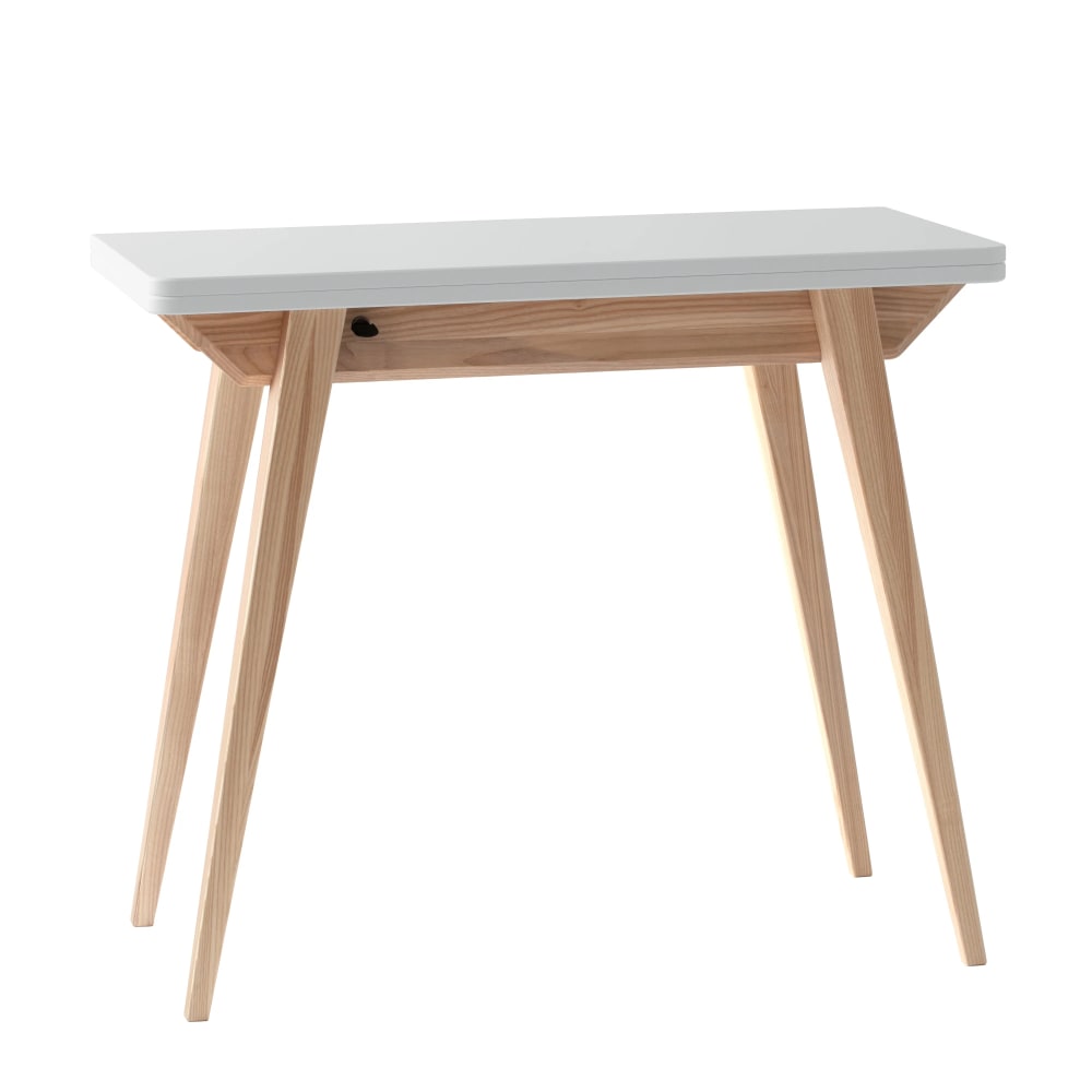 Ragaba Ausziehbarer Konsolentisch, Massivesche, MDF, Weiß style modern Weiß Spanplatte