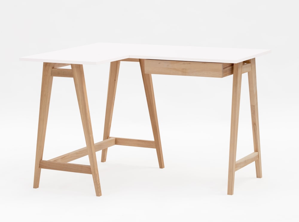 Ragaba L-förmiger Schreibtisch, 115x85x75, Weiß style modern Weiß Holz