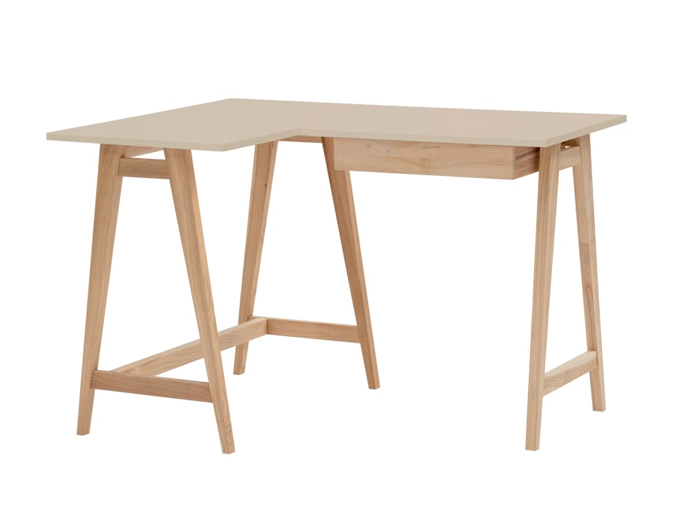 Ragaba L-förmiger Schreibtisch, 135x85x75, Braun Beige style modern Beige Holz