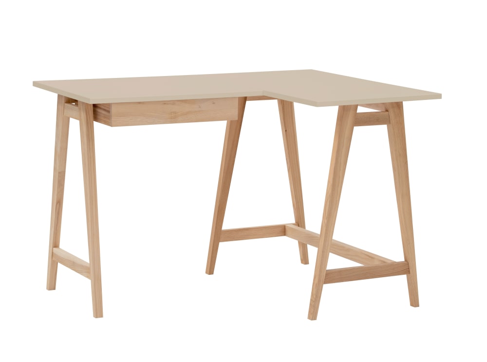 Ragaba L-förmiger Schreibtisch, 135x85x75, Braun Beige style modern Beige Holz