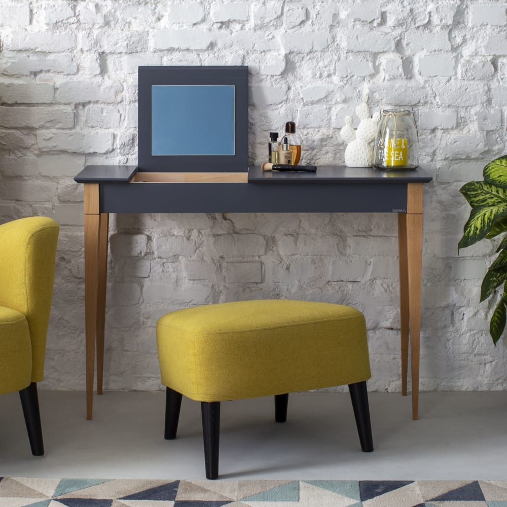 Schminktisch, Holz, 105x35x74, Betongrau - Maisons Du Monde