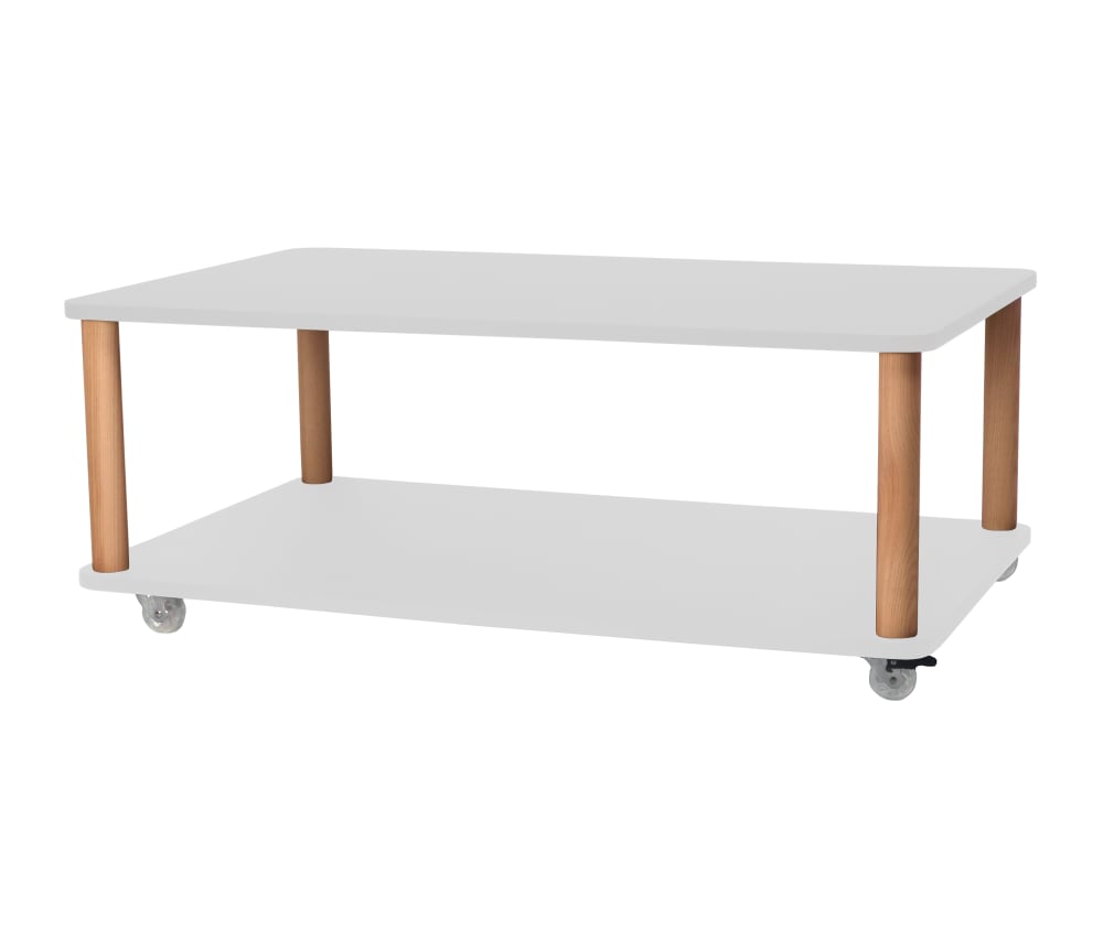 Ragaba Couchtisch auf Rollen, 105x64x42,5, Perlgrau style modern - Holz