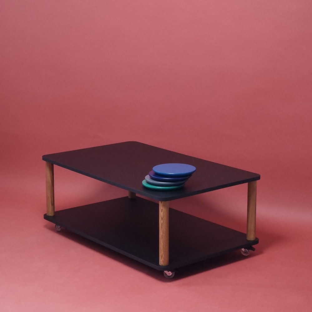 Couchtisch auf Rollen, 105x64x42,5, Perlgrau - Maisons Du Monde