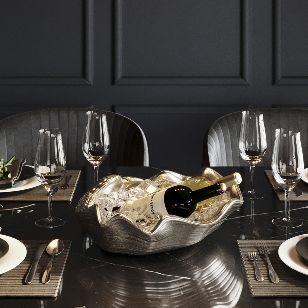 Seau à champagne coquillage en aluminium